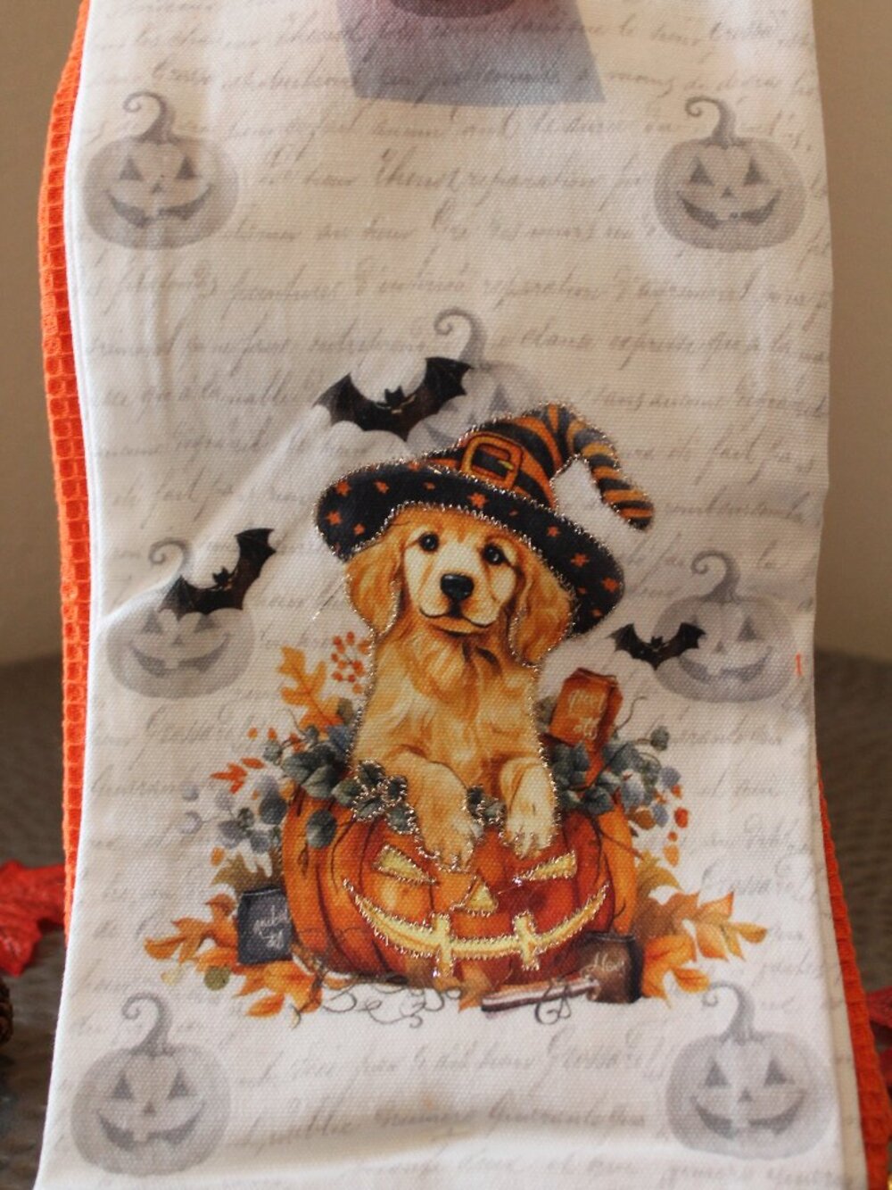 Halloween Golden Retriever Jack O' Lantern Lane Towels NWT